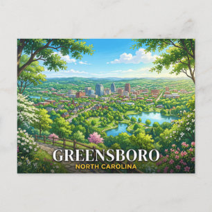Reizen naar Greensboro North Carolina Briefkaart