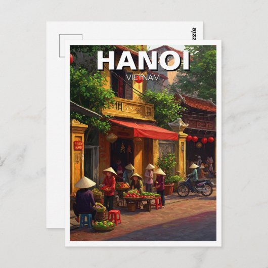 Reizen naar Hanoi Vietnam Briefkaart (Voorkant / Achterkant)