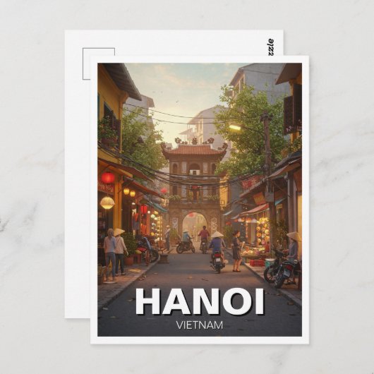 Reizen naar Hanoi Vietnam Briefkaart (Voorkant / Achterkant)