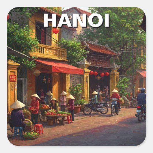 Reizen naar Hanoi Vietnam Vierkante Sticker (Voorkant)