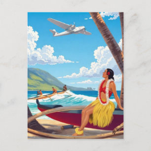 Reizen naar Hawaï in vintage stijl Briefkaart