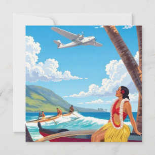 Reizen naar Hawaï in vintage stijl Feestdagenkaart