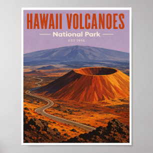 Reizen naar Hawaii Volcanoes National Park in oude Poster