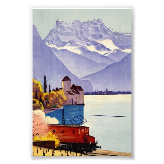 Reizen naar het Meer van Genève Foto Afdruk (Voorkant)