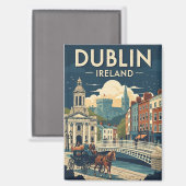Reizen naar het oude Dublin Ierland Magneet (Voorkant / Achterkant)