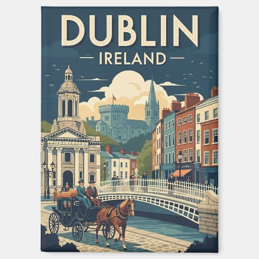 Reizen naar het oude Dublin Ierland Magneet (Voorkant)