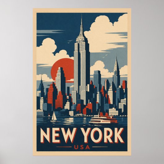 Reizen naar het oude New York City Poster (Voorkant)