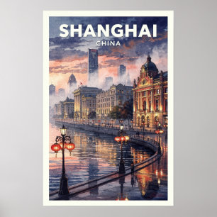 Reizen naar het oude Shanghai, China Poster