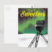 Reizen naar het Zweedse poster van de noordelijke  Briefkaart (Voorkant / Achterkant)