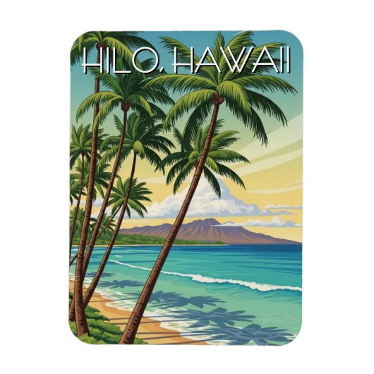 Reizen naar Hilo Hawaï Vintage Magneet (Verticaal)