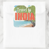 Reizen naar India-reisposter Vierkante Sticker (Tas)