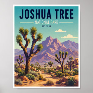 Reizen naar Joshua Tree National Park in vintage s Poster