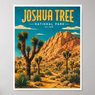 Reizen naar Joshua Tree National Park in vintage s Poster