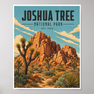 Reizen naar Joshua Tree National Park in vintage s Poster