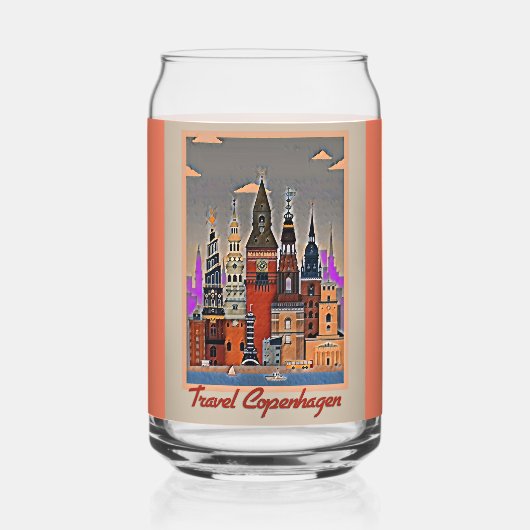 Reizen naar Kopenhagen Blikvorm Glas (Voorkant)