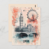 Reizen naar Londen Verenigd Koninkrijk Briefkaart (Voorkant / Achterkant)