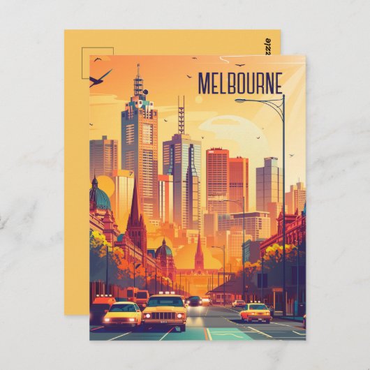 Reizen naar Melbourne Briefkaart (Voorkant / Achterkant)