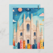 Reizen naar Milaan Italië Briefkaart (Voorkant / Achterkant)
