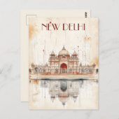 Reizen naar New Delhi India Briefkaart (Voorkant / Achterkant)