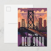 Reizen naar New York Aankondigingskaart (Voorkant / Achterkant)