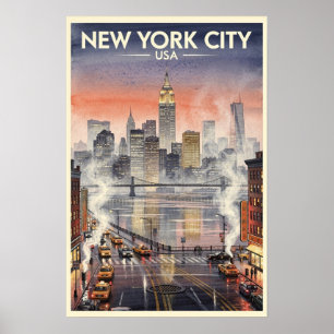 Reizen naar New York City USA Vintage Poster