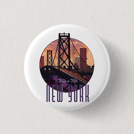 Reizen naar New York Ronde Button 3,2 Cm (Voorkant)