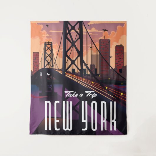 Reizen naar New York Wandkleed (Voorkant)