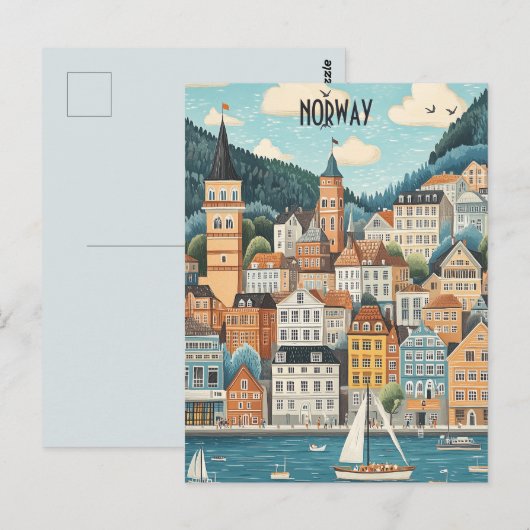 Reizen naar Noorwegen Briefkaart (Voorkant / Achterkant)