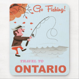 Reizen naar Ontario retro visprint vakantie. Muismat