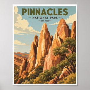 Reizen naar Pinnacles National Park in vintage sti Poster