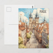 Reizen naar Praag Tsjechië Briefkaart (Voorkant / Achterkant)