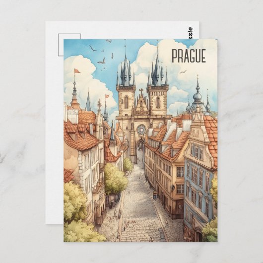 Reizen naar Praag Tsjechië Briefkaart (Voorkant / Achterkant)