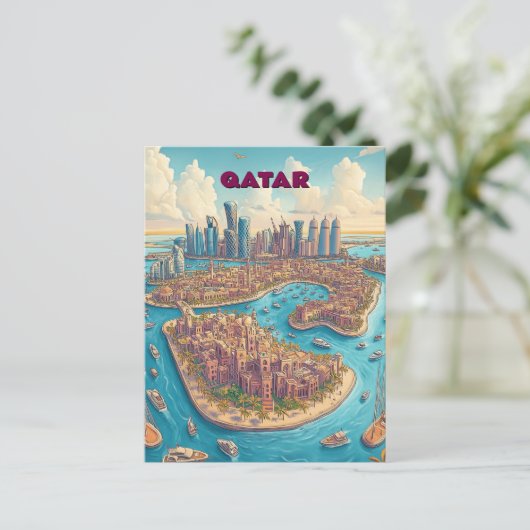 Reizen naar Qatar Briefkaart (Staand voorkant)