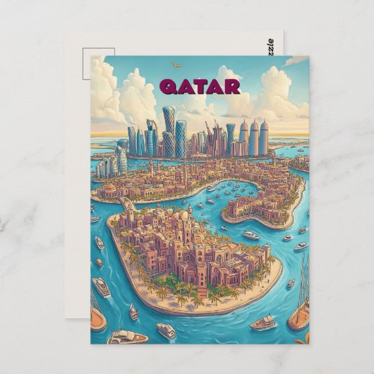 Reizen naar Qatar Briefkaart (Voorkant / Achterkant)
