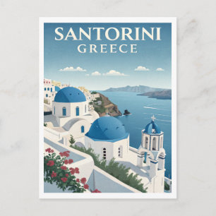 Reizen naar Santorini in vintage stijl Briefkaart