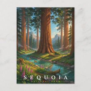 Reizen naar Sequoia National Park Californië Bos Briefkaart