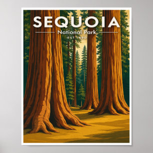 Reizen naar Sequoia National Park in vintage stijl Poster