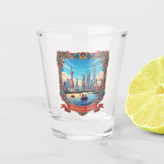 Reizen naar Shanghai China Shot Glas (Voorkant)