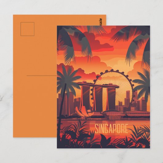 Reizen naar Singapore Briefkaart (Voorkant / Achterkant)