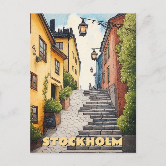 Reizen naar Stockholm Zweden Briefkaart (Voorkant)