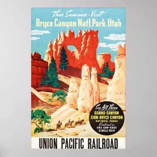 Reizen naar Vintage Bryce Canyon National Park Uta Poster