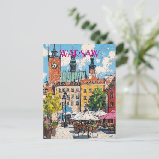 Reizen naar Warschau Polen Briefkaart (Staand voorkant)