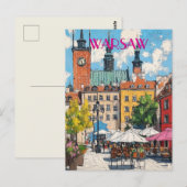 Reizen naar Warschau Polen Briefkaart (Voorkant / Achterkant)