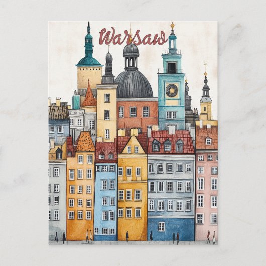 Reizen naar Warschau Polen Briefkaart (Voorkant)