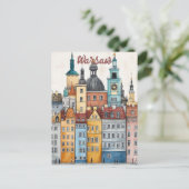 Reizen naar Warschau Polen Briefkaart (Staand voorkant)