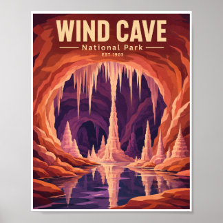 Reizen naar Wind Cave National Park in vintage sti Poster