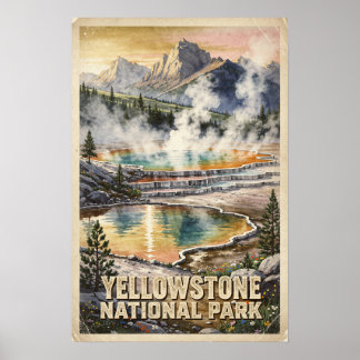Reizen naar Yellowstone National Park in het verle Poster