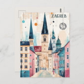 Reizen naar Zagreb Kroatië Briefkaart (Voorkant / Achterkant)
