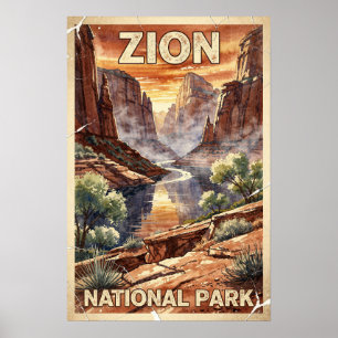 Reizen naar Zion National Park in het verleden Poster