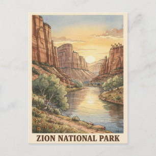 Reizen naar Zion National Park Vintage Briefkaart